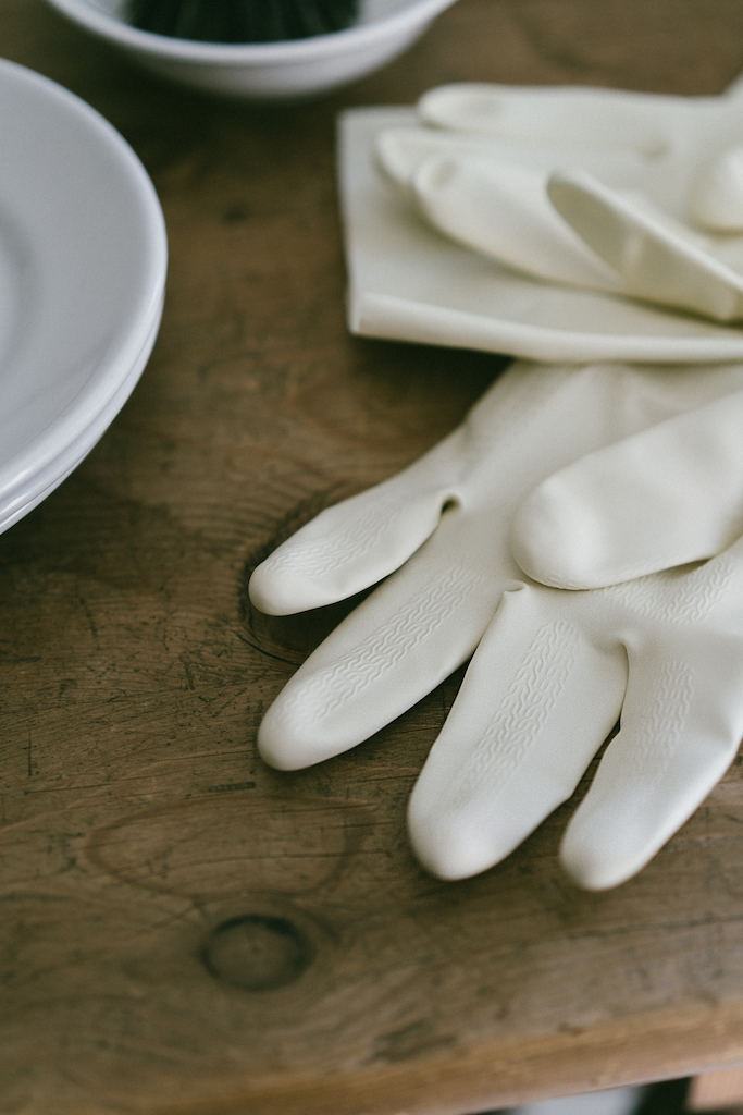 天然橡膠內絨外加厚抗菌乳白家事手套