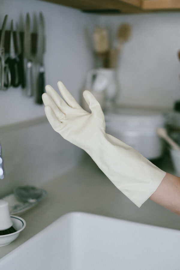 天然橡膠內絨外加厚抗菌乳白家事手套