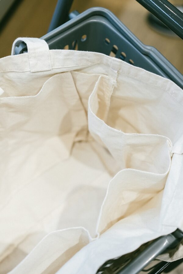 收納控的有機純棉多口袋分隔購物帆布袋